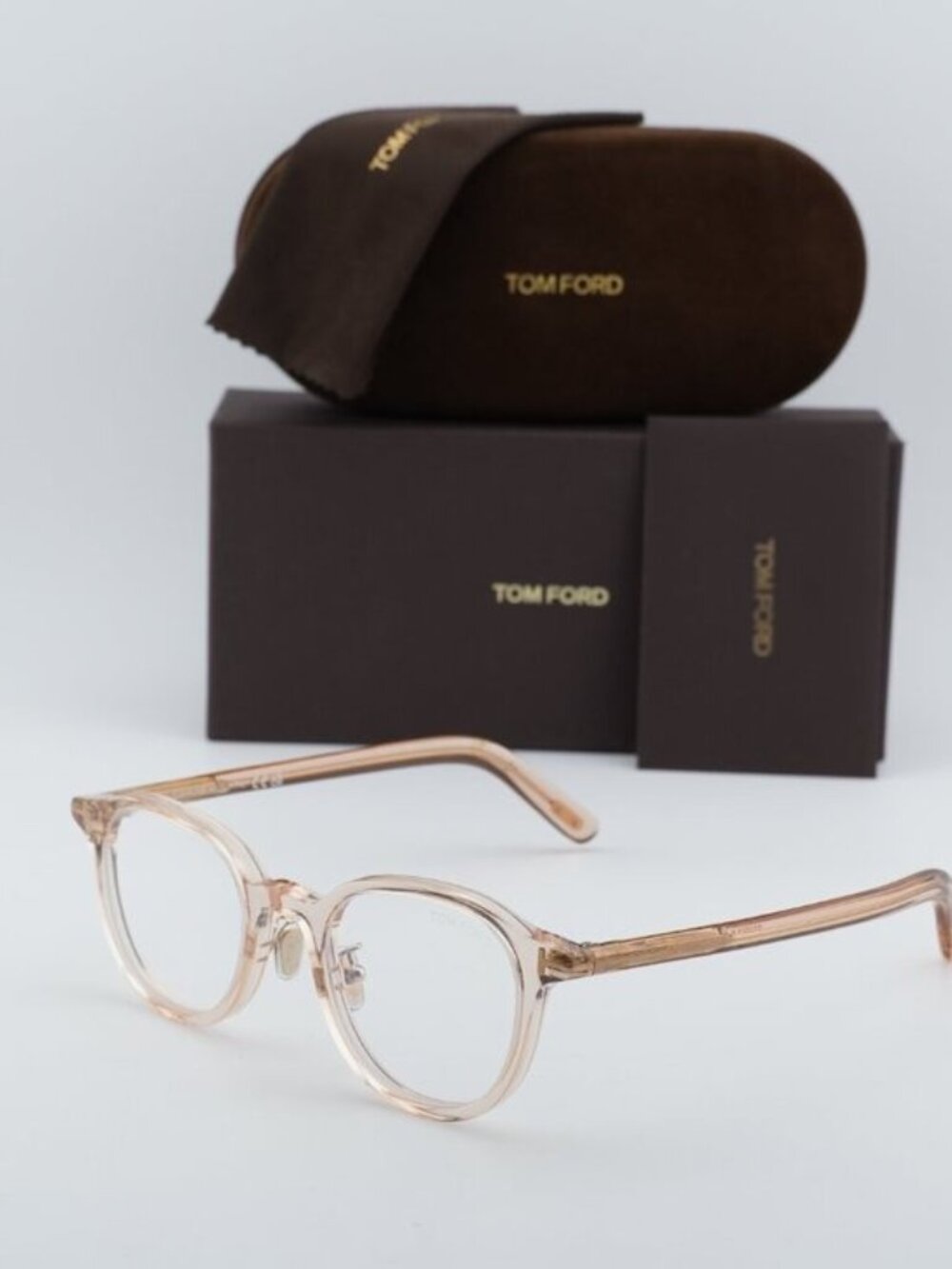 Tom Ford FT5857-D-B 072 Square Eyeglasses 48mm - Transparent Brown
